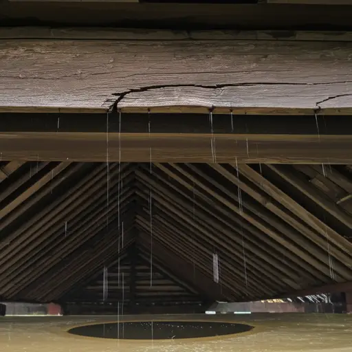 雨水从屋顶漏了进来。