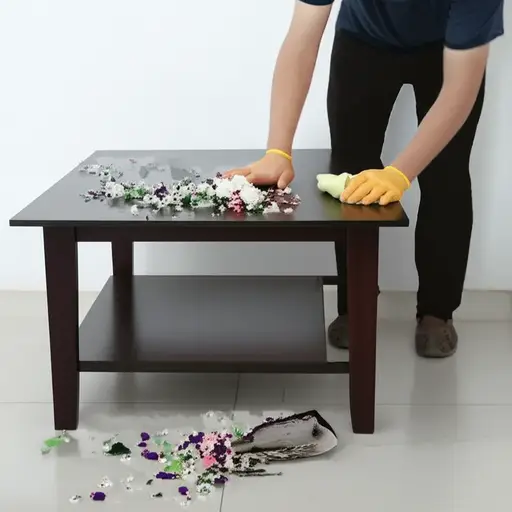 我非常笨手笨脚，所以在擦桌子时不小心打碎了花瓶。