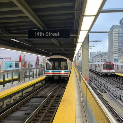 乘坐快车到市区，然后在第十四街换乘L线列车。