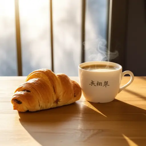 我早餐通常吃一个面包卷，喝点咖啡。