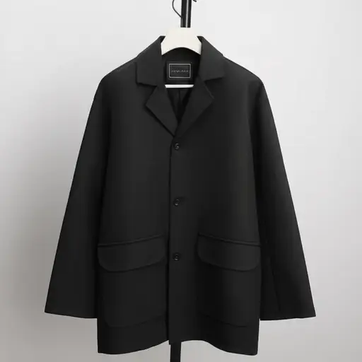 我的新外套是黑色的，很耐脏。