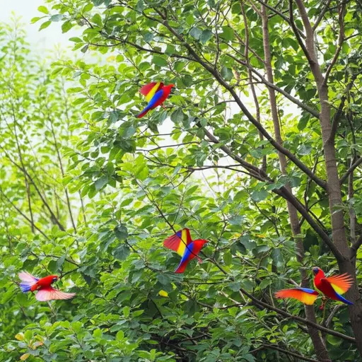 我喜欢这个地方，因为有很多树和很多翅膀色彩斑斓的鸟。