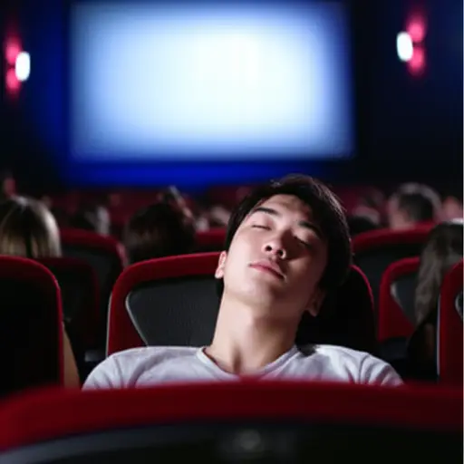 他太累了，看电影时从头睡到尾。