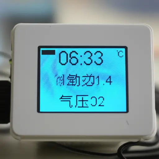 这个设备上的显示屏清晰地显示温度和气压。