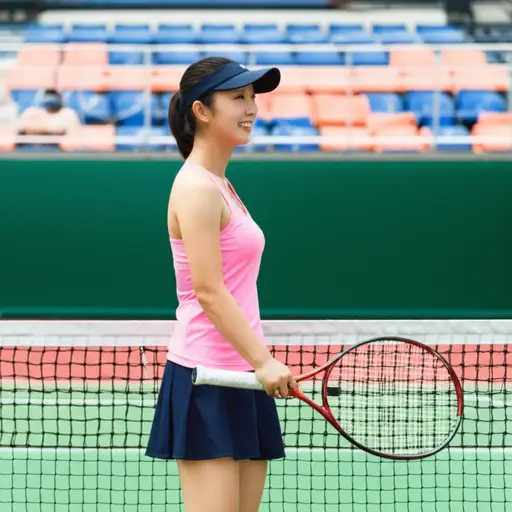 她赢了网球比赛。