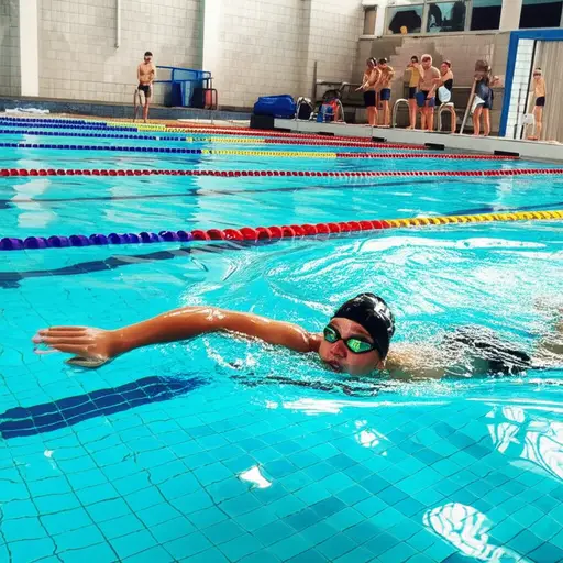 他年轻时曾为他的校队游泳。