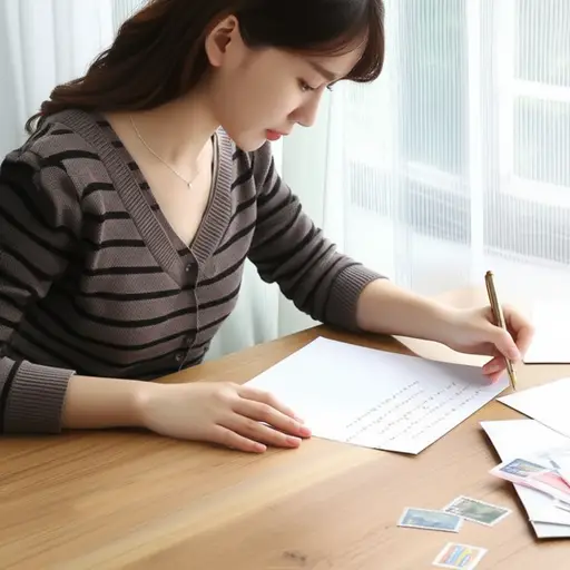 她通过写信和她的笔友交流。