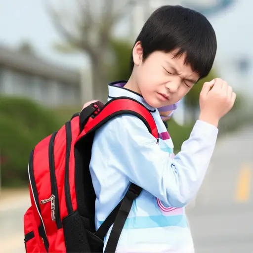 我的书包太重了，肩膀都酸了。