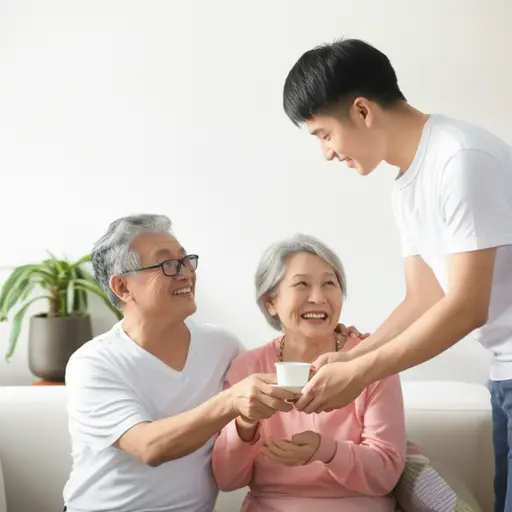 他对父母很好。