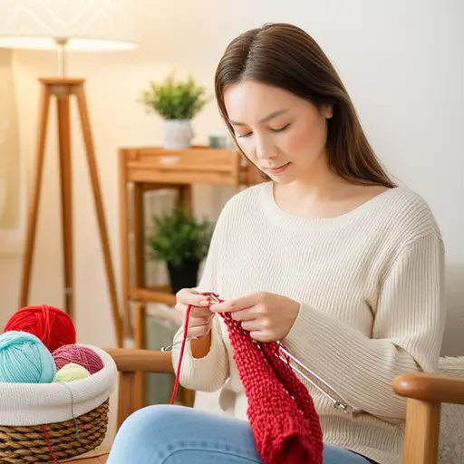 她总是在织东西。