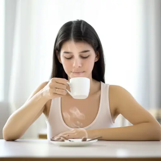 她等到咖啡凉下来，然后喝了一小口。