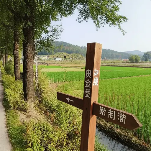 路标指向最近的村庄。