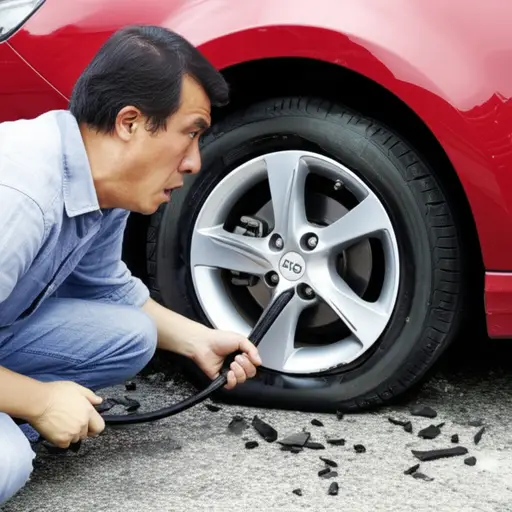 他在轮胎里打了太多气，结果它爆炸了。