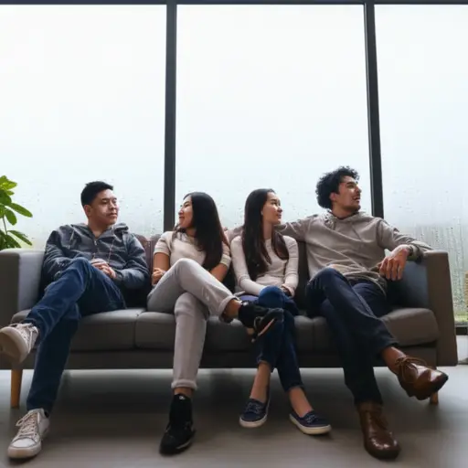 下雨了，我们得待在室内。