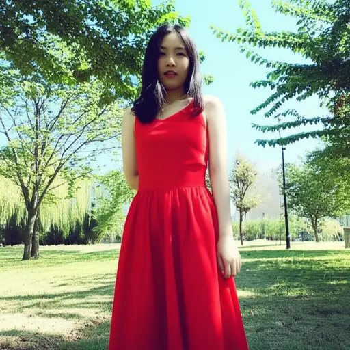 她总是穿红色的衣服。