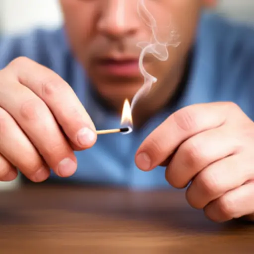 他小心地吹灭了火柴，把它放在一边。