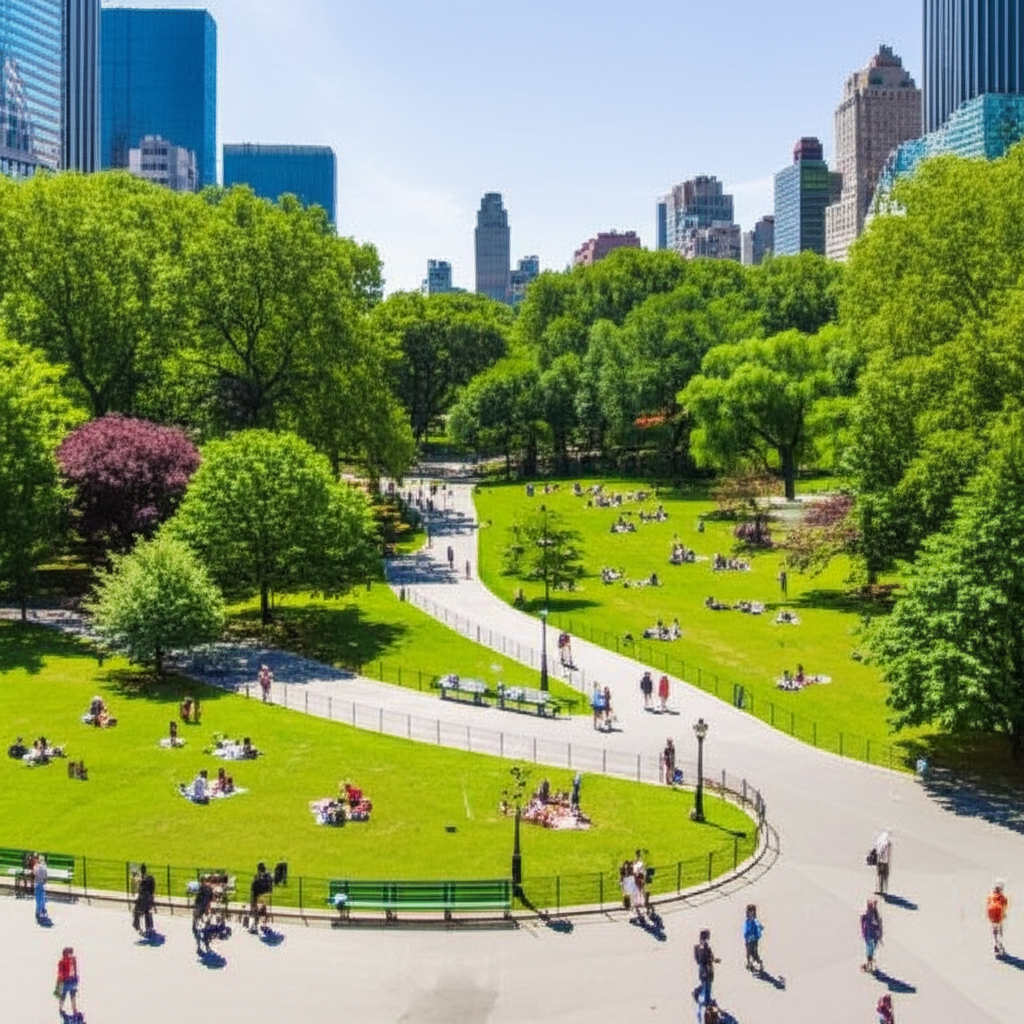 绿草地上坐满了人。