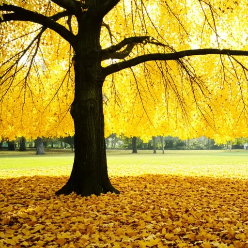 秋天，树叶会变成金黄色。