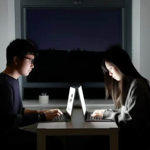 我们在线聊天直到深夜。