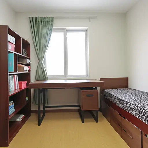 重新布置房间后，书桌在一个不同的位置。