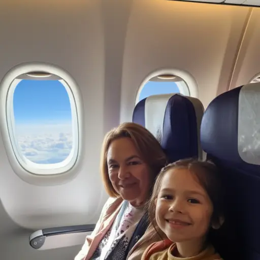 我和我女儿飞往波兰。