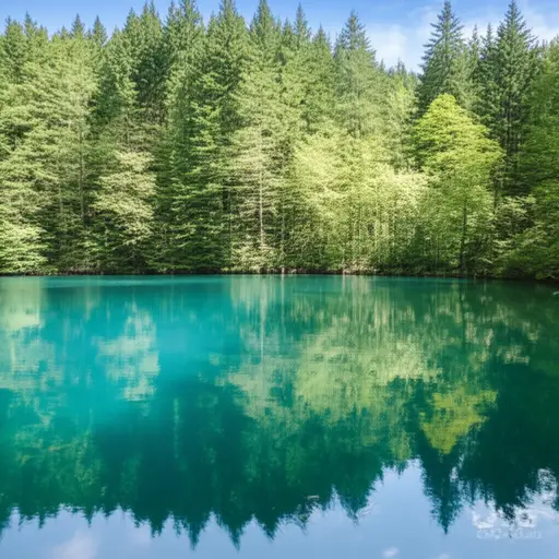 森林中湖泊的景色真是美不胜收。