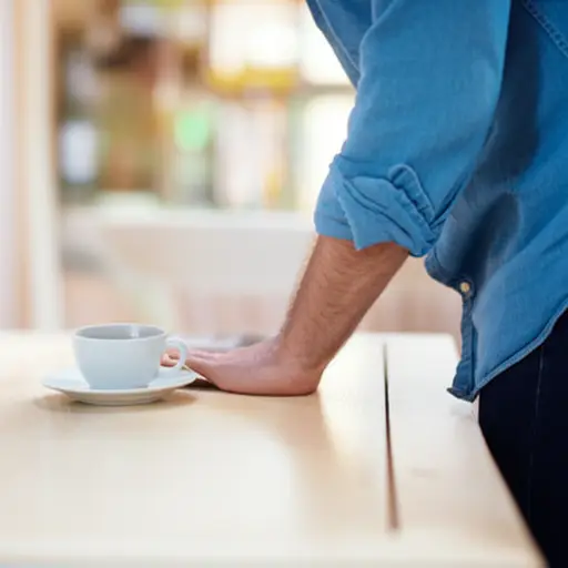 他喝完了咖啡然后离开了。