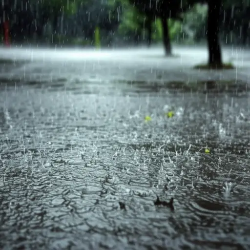 夏天有时下大雨。