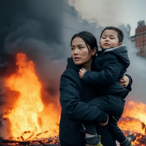 她勇敢地冲进火场救出了那个孩子。