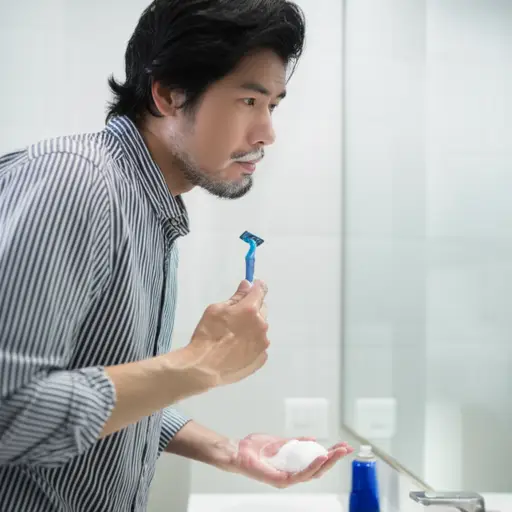 他今天早上刮了胡子。