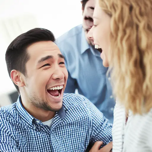 他的笑话让我脸上露出了笑容。