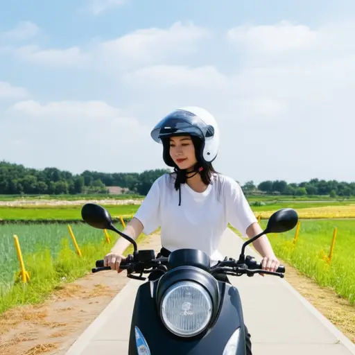 她喜欢周末骑摩托在乡间兜风。