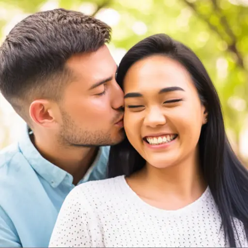 他在她脸颊上亲了一下。