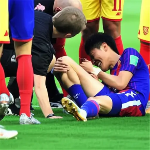 他在足球比赛中受了重伤。