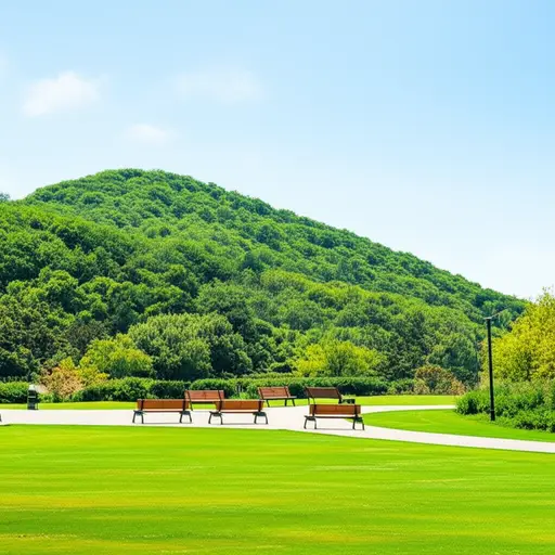 公园位于小山上。