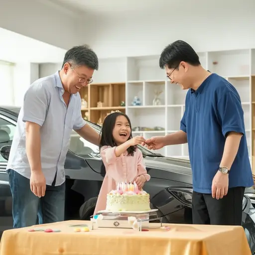 她父母送了她一辆车作为生日礼物。