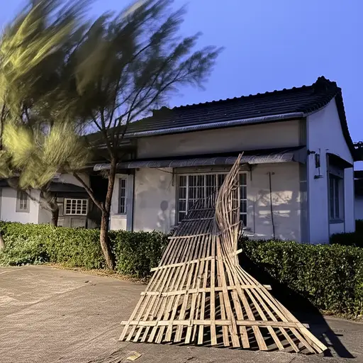 昨晚风把我们的篱笆吹倒了。