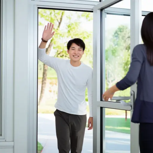 他在门口迎接了我。