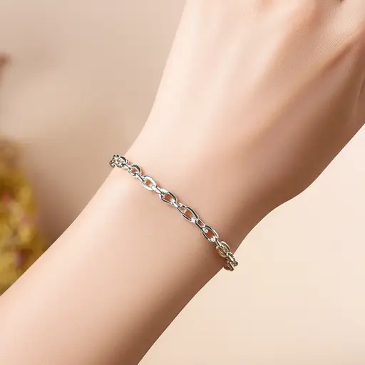 这条银手链是我生日时收到的礼物。