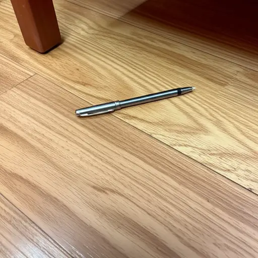 我的笔滚到桌子下面去了。