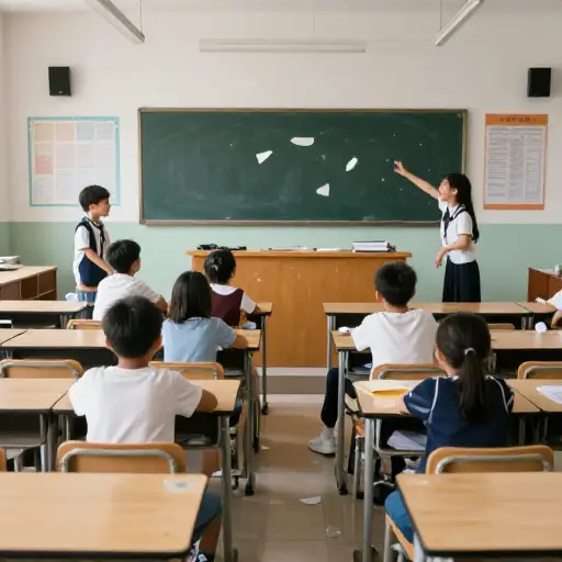 老师离开房间后，学生们开始行为失控。