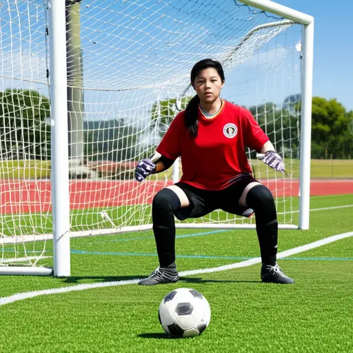 她在校队担任守门员。