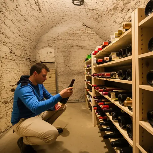 他把酒藏在地窖里。