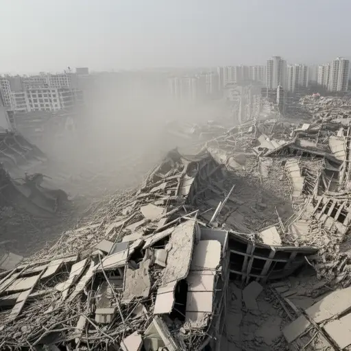 数千座建筑在地震中倒塌。