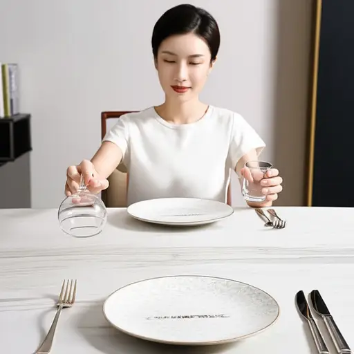 她总是在晚餐前仔细地摆桌子。