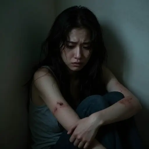 她被非常残忍地对待。