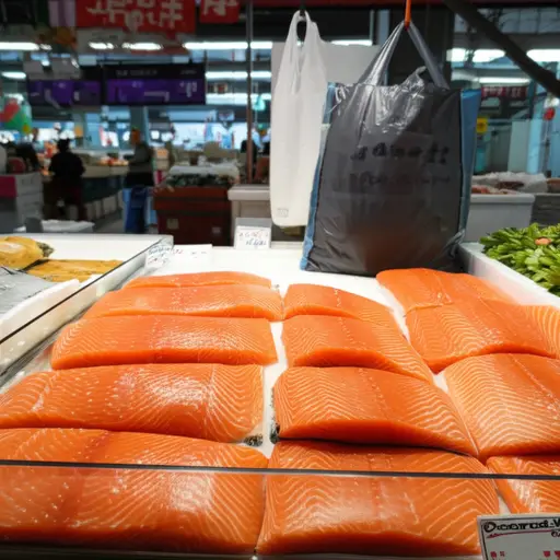 我在市场买了些三文鱼当作今晚的晚餐。