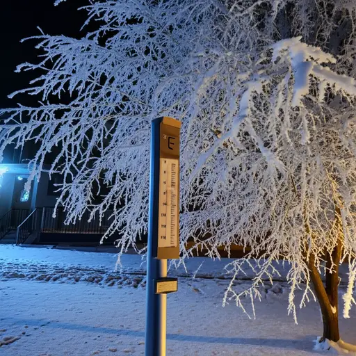 昨晚温度降到了零度。