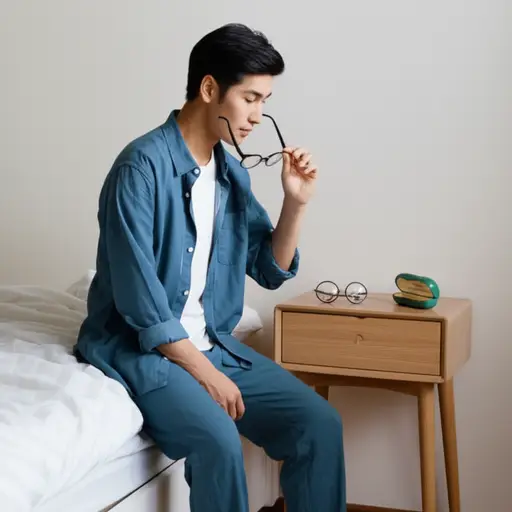 我每天睡觉前都会摘下眼镜。