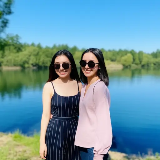 玛丽亚和我一起去的，我确信她和我一样喜欢那个湖。